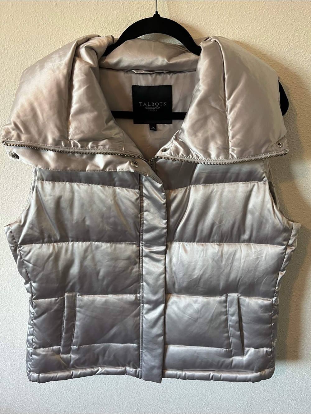 Talbots Metallic Silver Quilted Puffer Vest